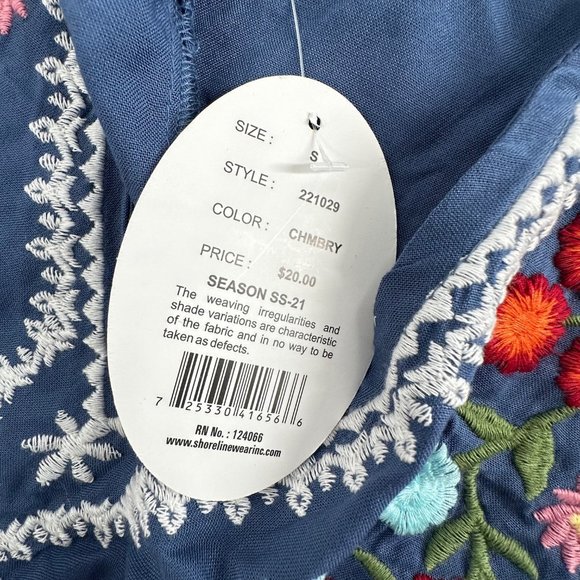 Shoreline Wear Embroidered Dress Floral Blue Small Brand New - Picture 13 of 15